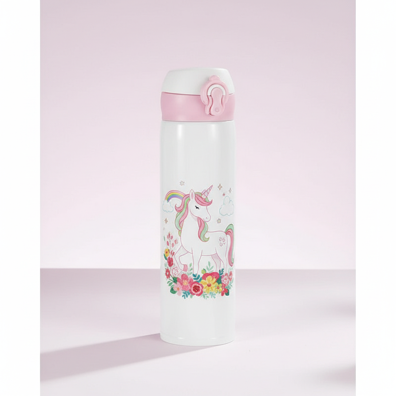 sparkle unicorn water bottle - white-bg