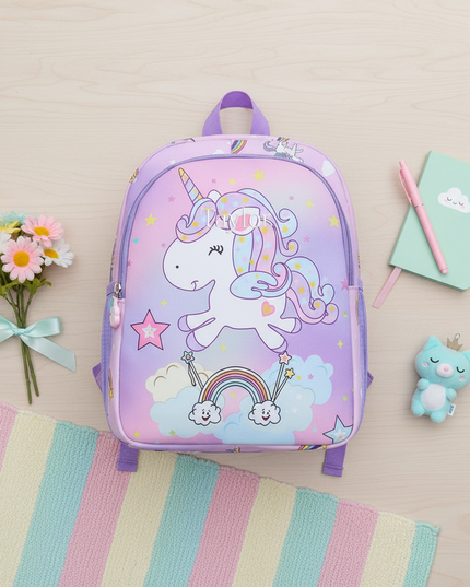 sparkly unicorn backpack - flat-lay