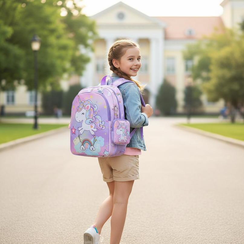 sparkly unicorn backpack - in-use