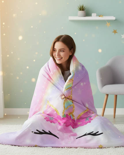 sparkly unicorn bedding - in-use