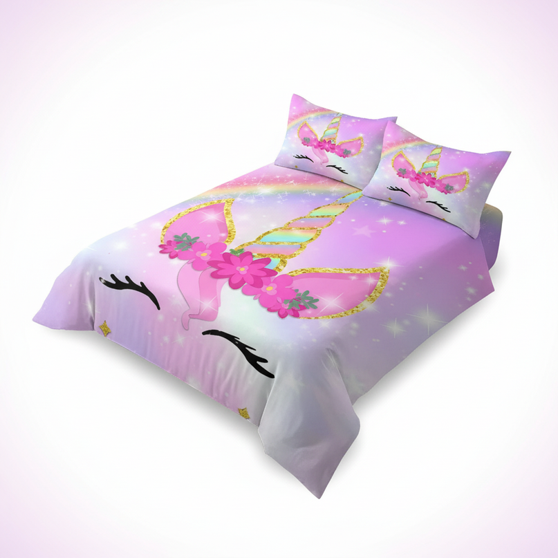 sparkly unicorn bedding - white-bg