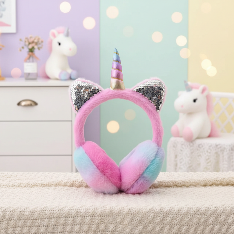 sparkly unicorn earmuffs - lifestyle