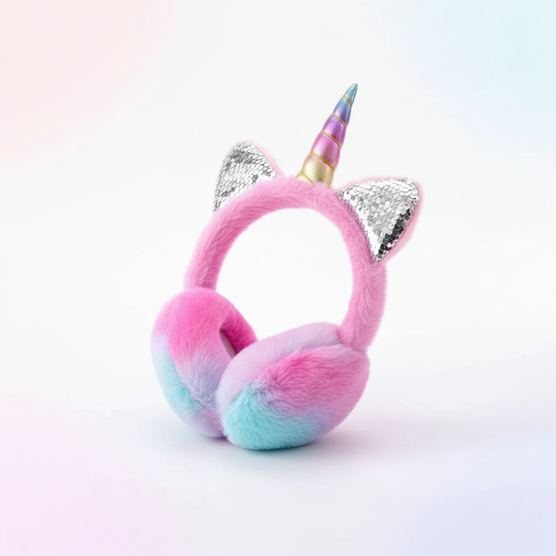 sparkly unicorn earmuffs - white-bg