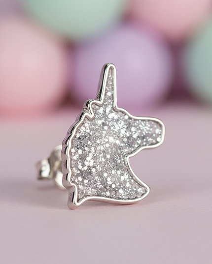 sparkly unicorn earrings - detail