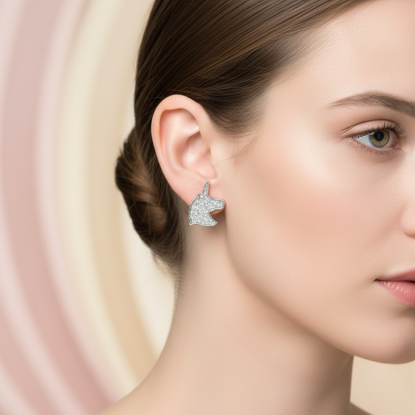sparkly unicorn earrings - in-use