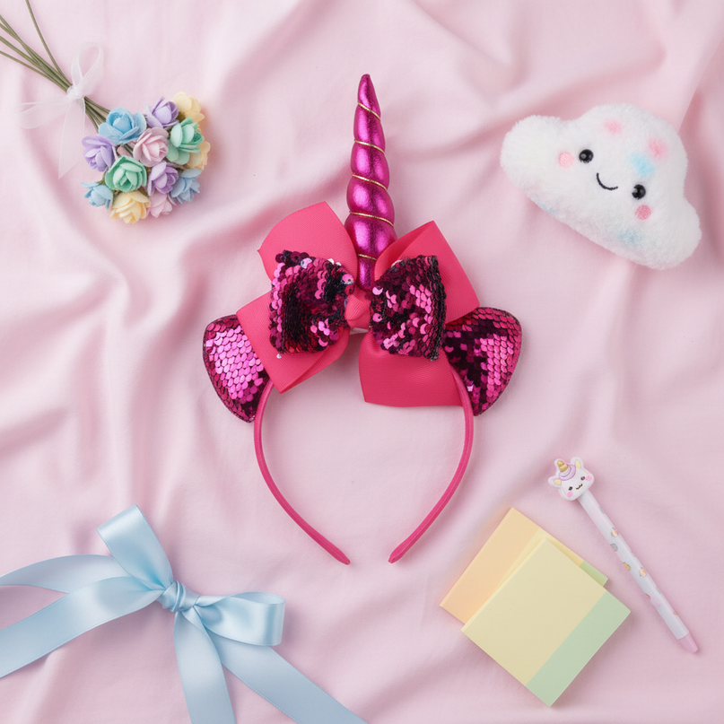 sparkly unicorn headband - flat-lay