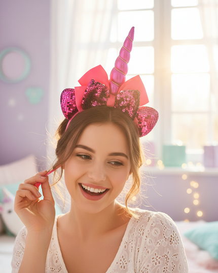 sparkly unicorn headband - in-use