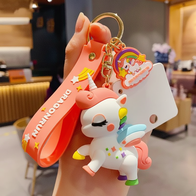 sparkly unicorn keychain - in-use