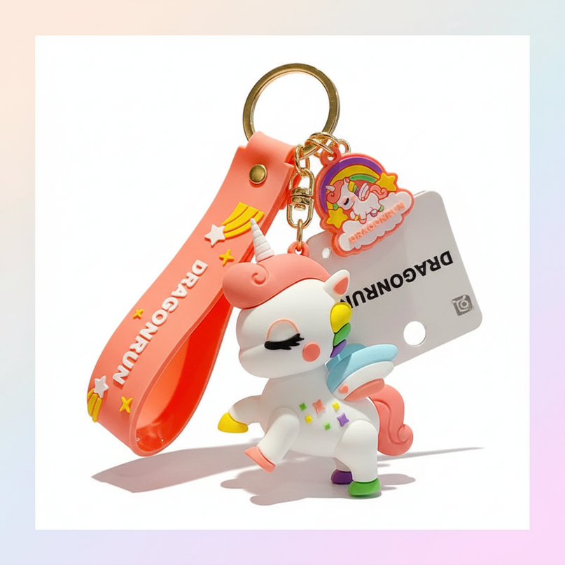 sparkly unicorn keychain - white-bg