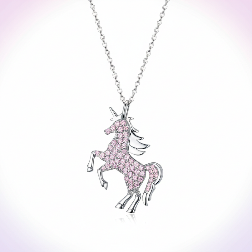 sparkly unicorn necklace - white-bg