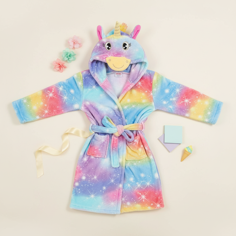 sparkly unicorn robe - flat-lay