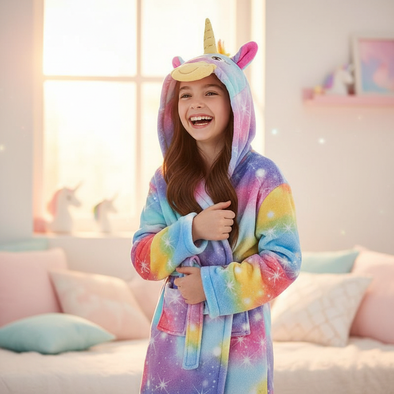 sparkly unicorn robe - in-use