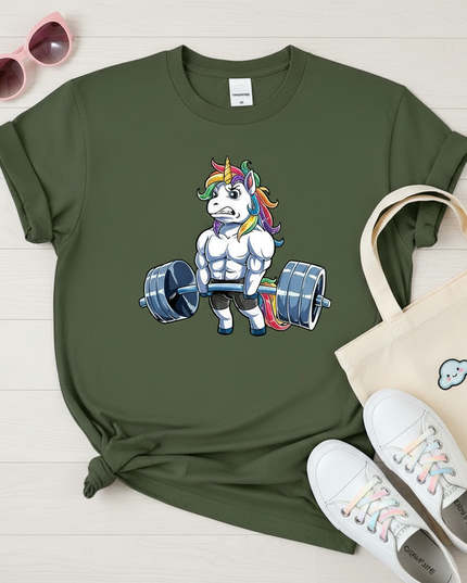 sporty unicorn shirt - flat-lay