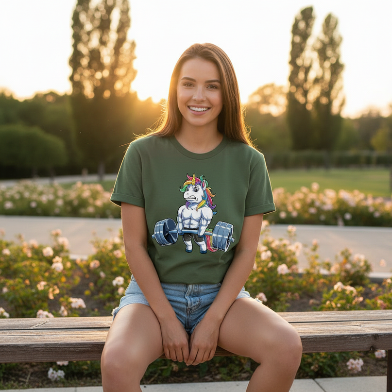 sporty unicorn shirt - in-use