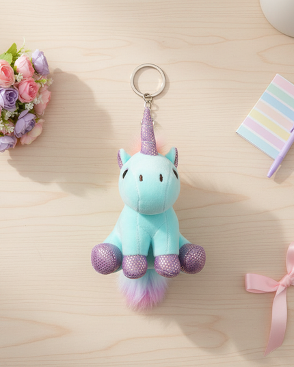 squishy unicorn keychain - flat-lay