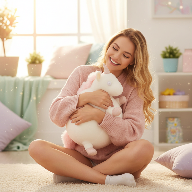 squishy unicorn pillow - in-use