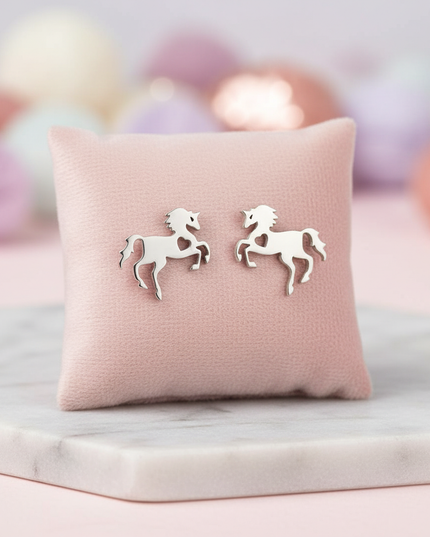 stainless steel unicorn earrings - lifestyle