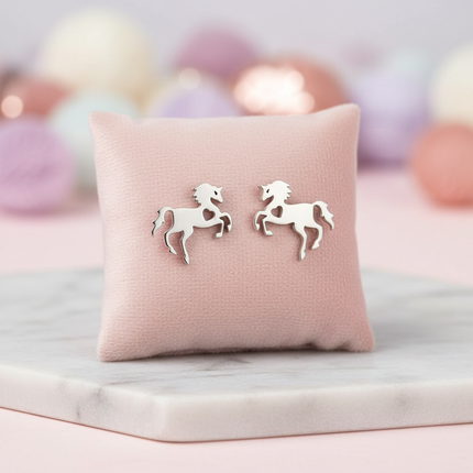 stainless steel unicorn earrings - lifestyle