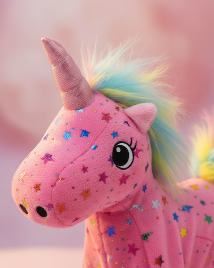 star print unicorn stuffed animal - detail