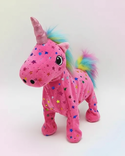 star print unicorn stuffed animal - white-bg