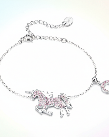 sterling silver unicorn bracelet - white-bg