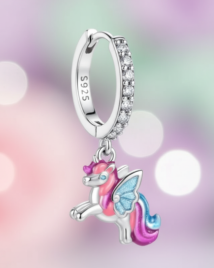 sterling silver unicorn earrings - detail