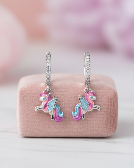 sterling silver unicorn earrings - lifestyle