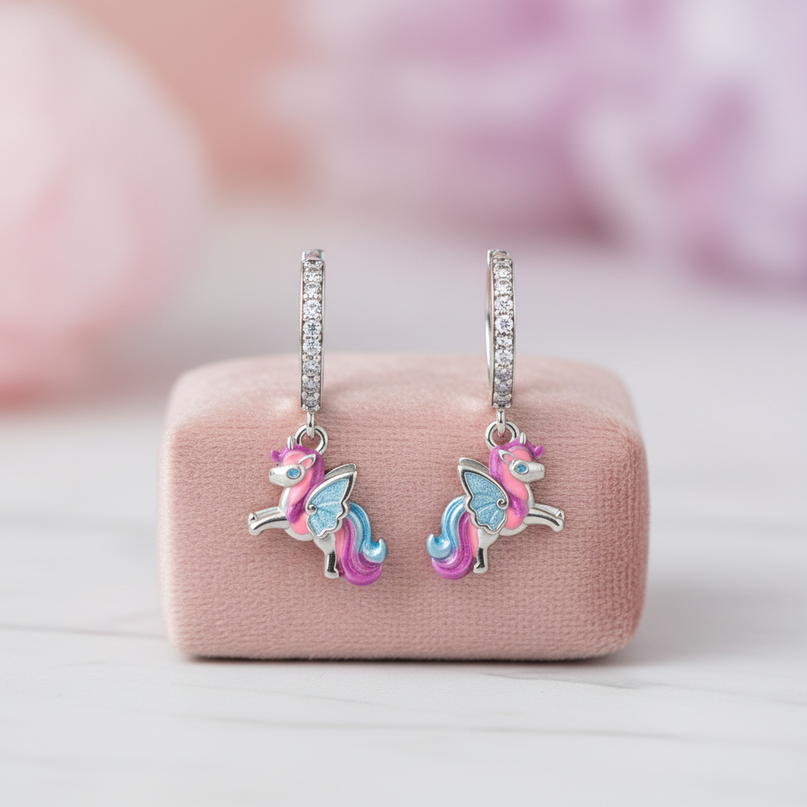 sterling silver unicorn earrings - lifestyle
