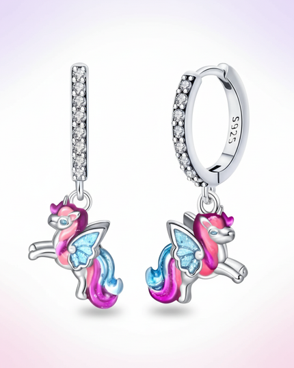 sterling silver unicorn earrings - white-bg