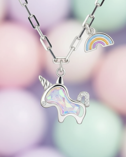 sterling silver unicorn pendant - detail