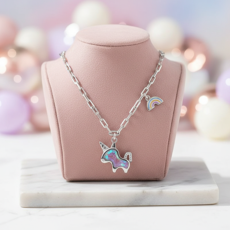 sterling silver unicorn pendant - lifestyle