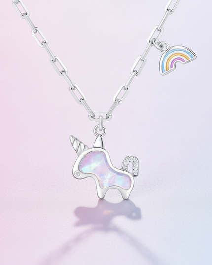 sterling silver unicorn pendant - white-bg