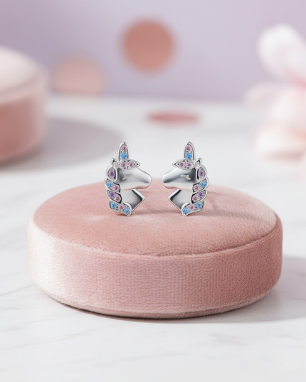 sterling silver unicorn stud earrings - lifestyle