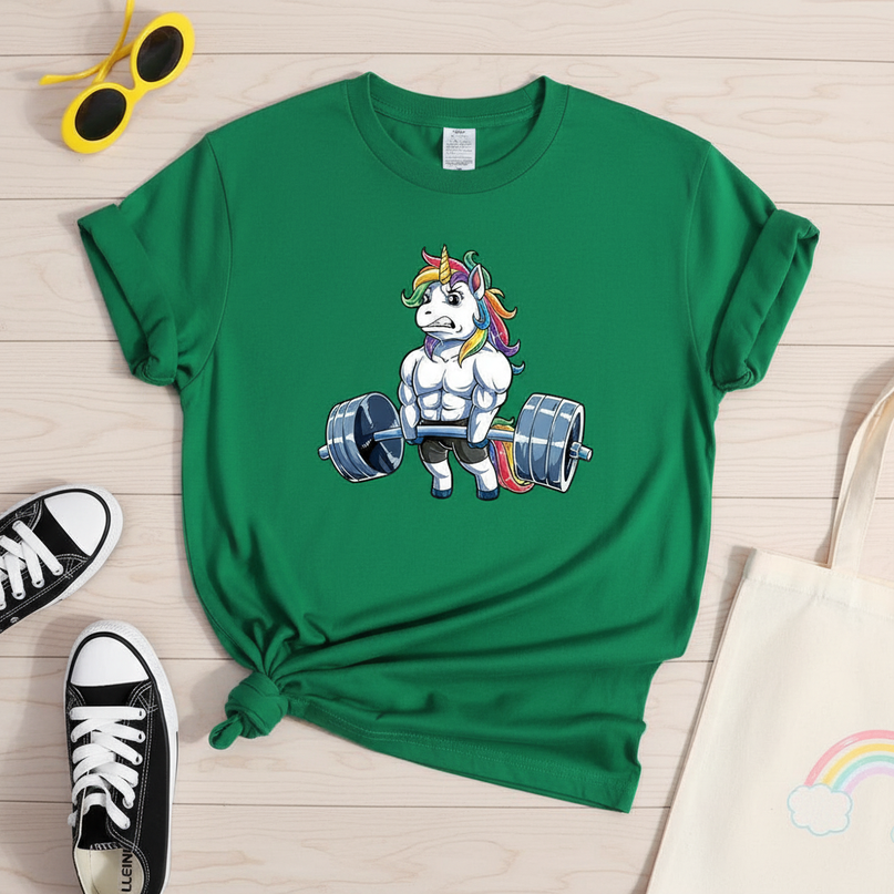 streetwear unicorn shirt - flat-lay