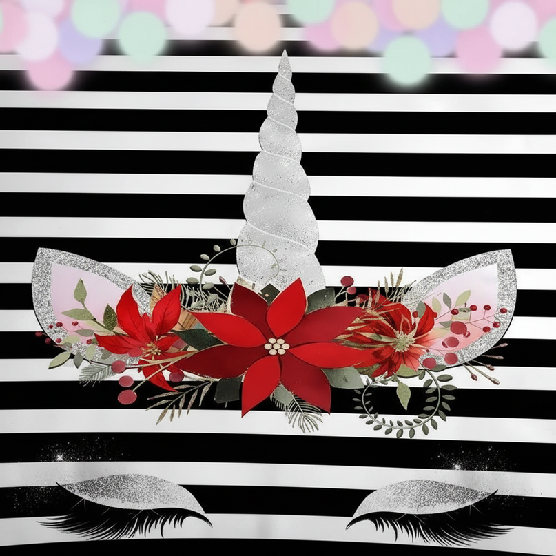 striped unicorn bedding - detail