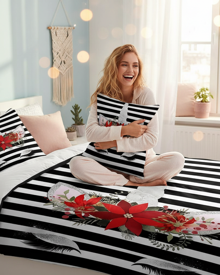 striped unicorn bedding - in-use