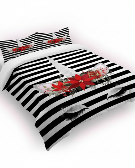 striped unicorn bedding - white-bg