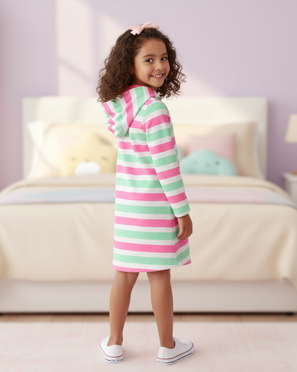 striped unicorn hoodie dress - back