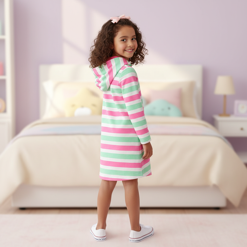 striped unicorn hoodie dress - back