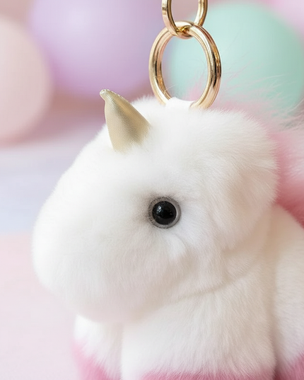 stuffed unicorn keychain - detail
