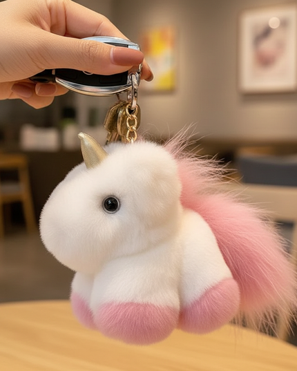 stuffed unicorn keychain - in-use