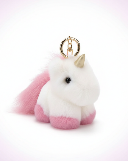 stuffed unicorn keychain - white-bg
