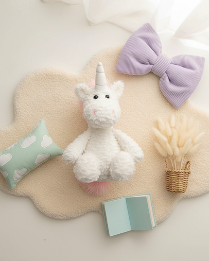 stuffed unicorn plush - flat-lay