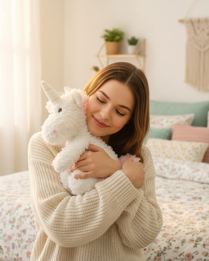 stuffed unicorn plush - in-use
