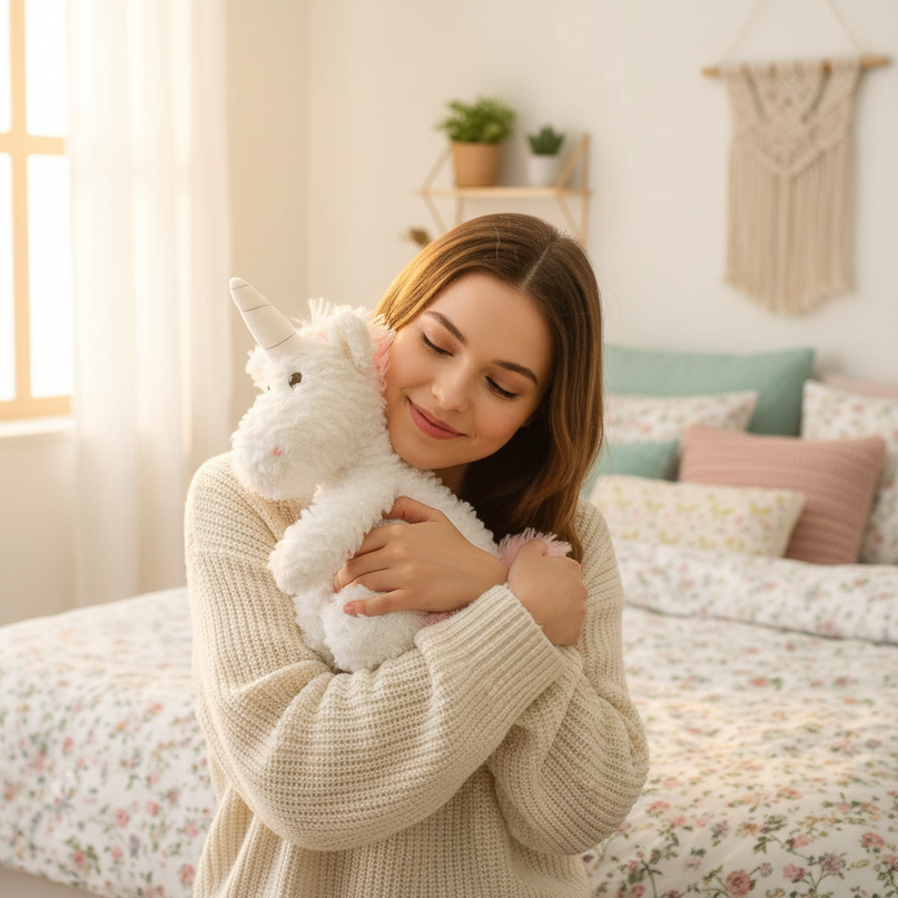 stuffed unicorn plush - in-use