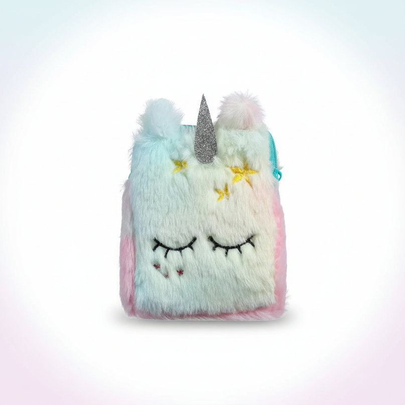 stuffed unicorn purse - white-bg