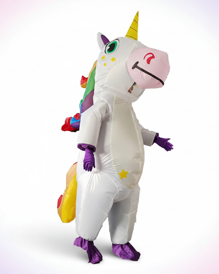 stylish adult unicorn inflatable costume - white-bg