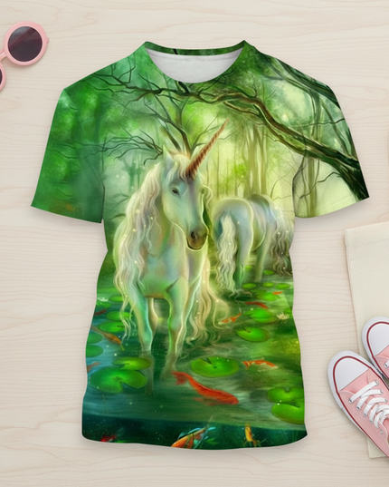 summer unicorn shirt - flat-lay