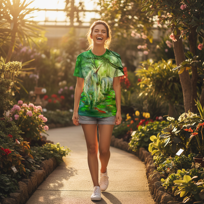 summer unicorn shirt - in-use