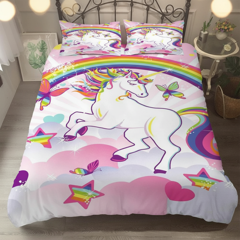 sunburst butterfly unicorn bedding - lifestyle
